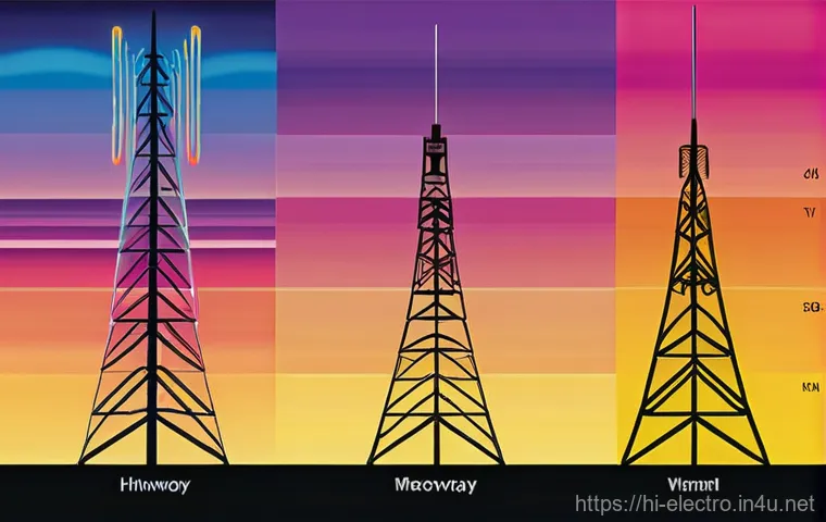전자기파의 전파 - **Prompt:** A dynamic, slightly stylized image depicting the invisible network of electromagnetic wa...