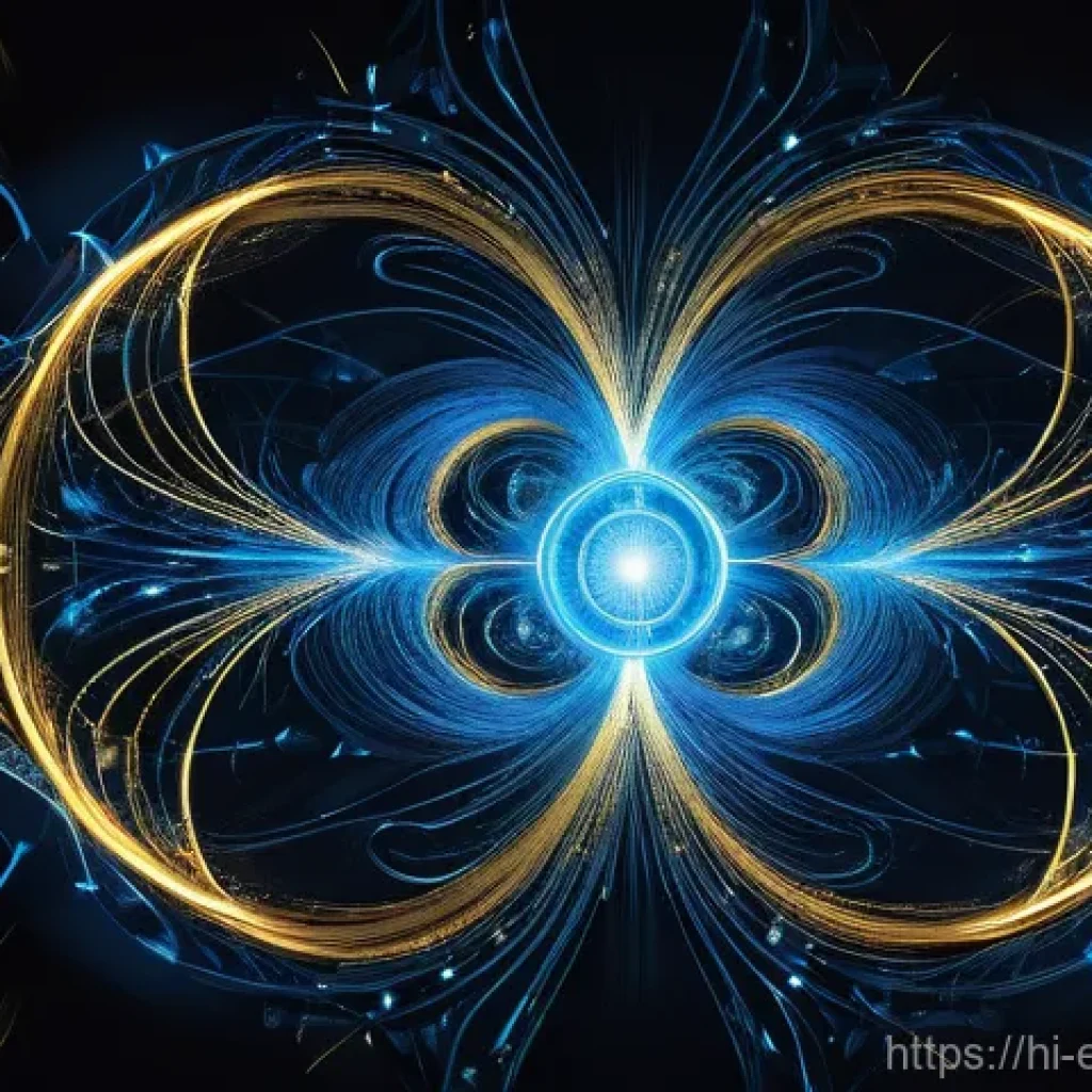 맥스웰 방정식 - **Prompt:** A visually stunning, abstract representation of the invisible dance between electricity ...